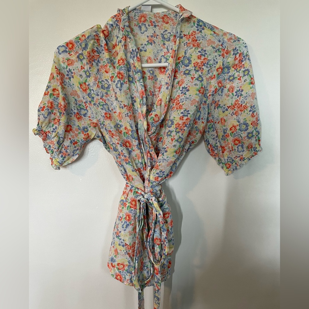 Floral wrap shirt
